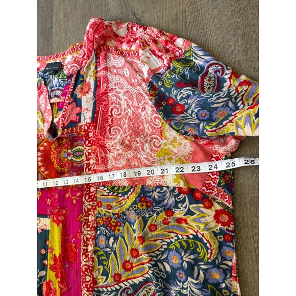 Jones New York Womens Size 2X Multicolor Patchwork Long Sleeves Tunic Blouse Top - Picture 6 of 12